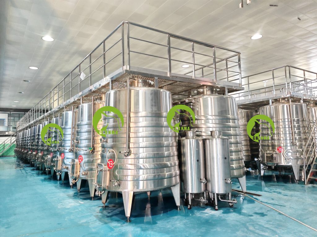 5kl and 10kl wine fermentation tanks with catwalk